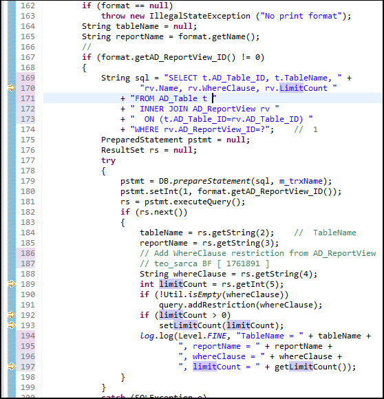 Add limit clause to report view sql